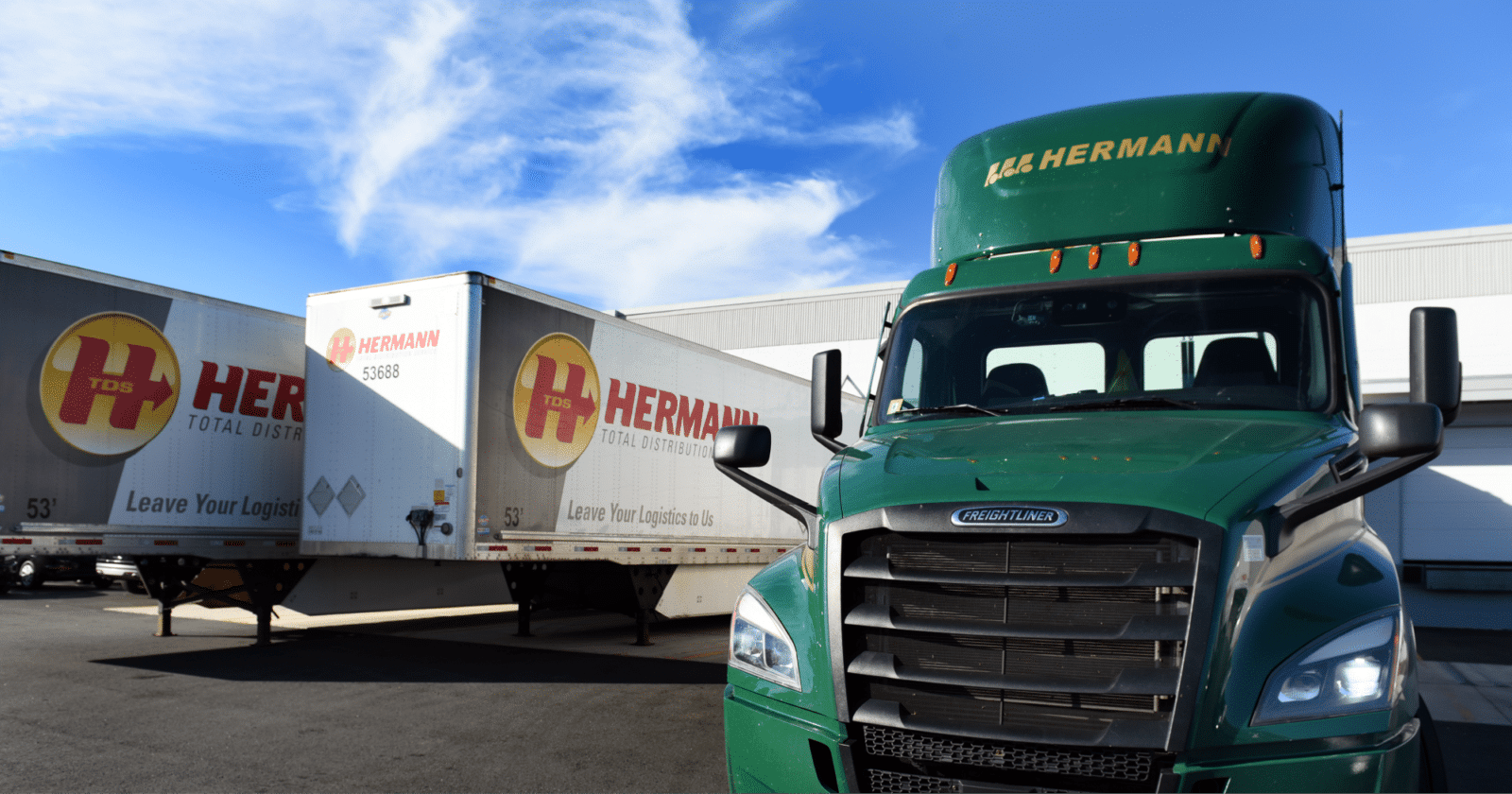 a truck is parked in a parking lot